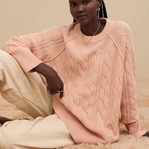 NWT Aerie unREAL Cableknit Raglan Sleeve Crewneck Sweater